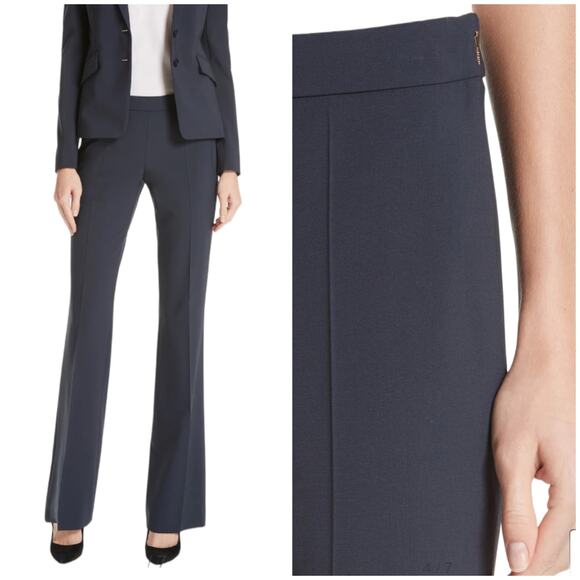 Boss Hugo Boss NWT Tulea Side Zip Tropical Stretch Wool Trousers Size 6 Navy - Picture 14 of 14